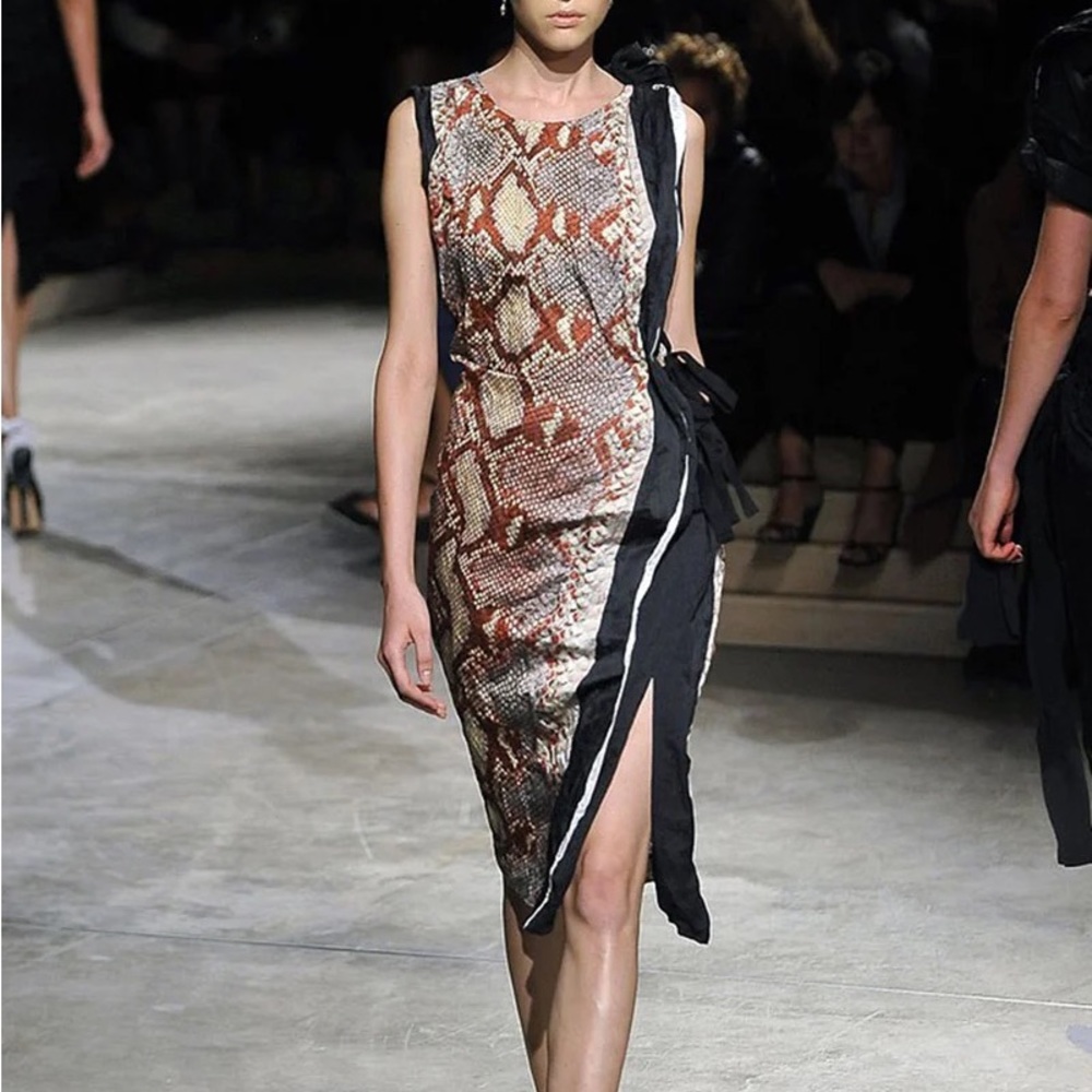 Spring 2009 Prada Runway Snakeskin Print Open Side Dress / Size 40